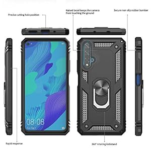 LeYi per Cover Huawei Nova 5T / Honor 20, Custodia con Vetro Temperato [2 Pack], Grado Militare 360Â°Magnetica Anello Ring Supporto Case TPU Bumper Silicone Custodie per Huawei Nova 5T / Honor 20 Nero - immagine 3