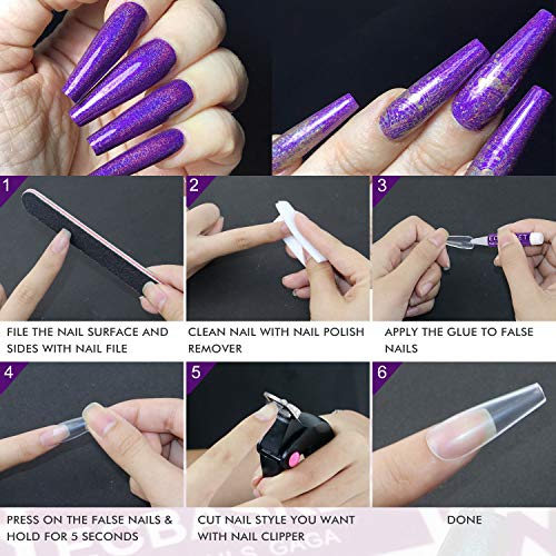 Nail Glue for Acrylic Nails - 10Pcs Adhesive Super Bond for Fake Nails Tips ECBASKET Professional Nail Glue for Artifical False Nails Long Lasting 0.07oz/pcs - Thumbnail 4