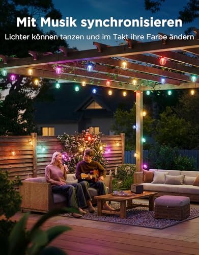 Govee Outdoor Fairy Lights, 30 m Dimmable RGBWIC LED Fairy Lights with 16 Million Colours and 111 Scene Modes, 80 lm per LED, Service Life 25,000 Hours, Works with Alexa, Google Assistant, Matter
