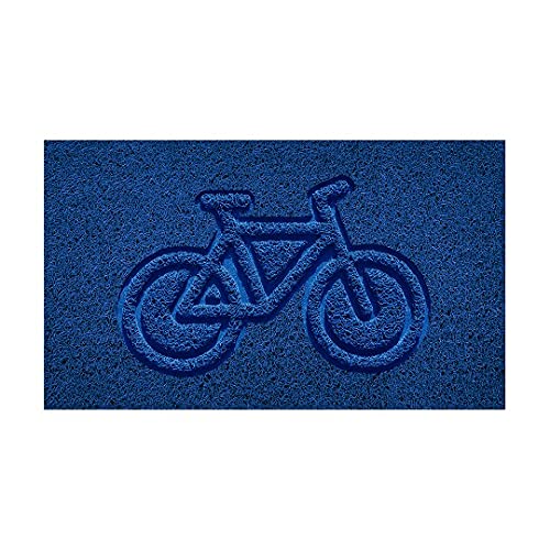 Nicoman Embossed Spaghetti Door Mat Dirt-Trapper Jet-Washable Doormat 70x43cm (Blue, BIKE Shape) - Use Indoor or Sheltered Outdoor