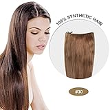 COCO Secret Extensions Synthetic Hair Extensions Straight Light Auburn (16 Inches)