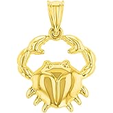 Jewelry America High Polish 14k Yellow Gold 3D Cancer Zodiac Sign Charm Crab Animal Pendant
