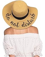 Hatsandscarf CC Exclusives Summer Lettering Straw Brim Hat with Ribbon Band (ST-2017) (do not Disturb_amazonprime)