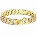Davieslee Mens Womens Chain Hiphop Iced Out Miami Curb Cuban Gold Plated Bracelet Necklace with Clear Rhinestones