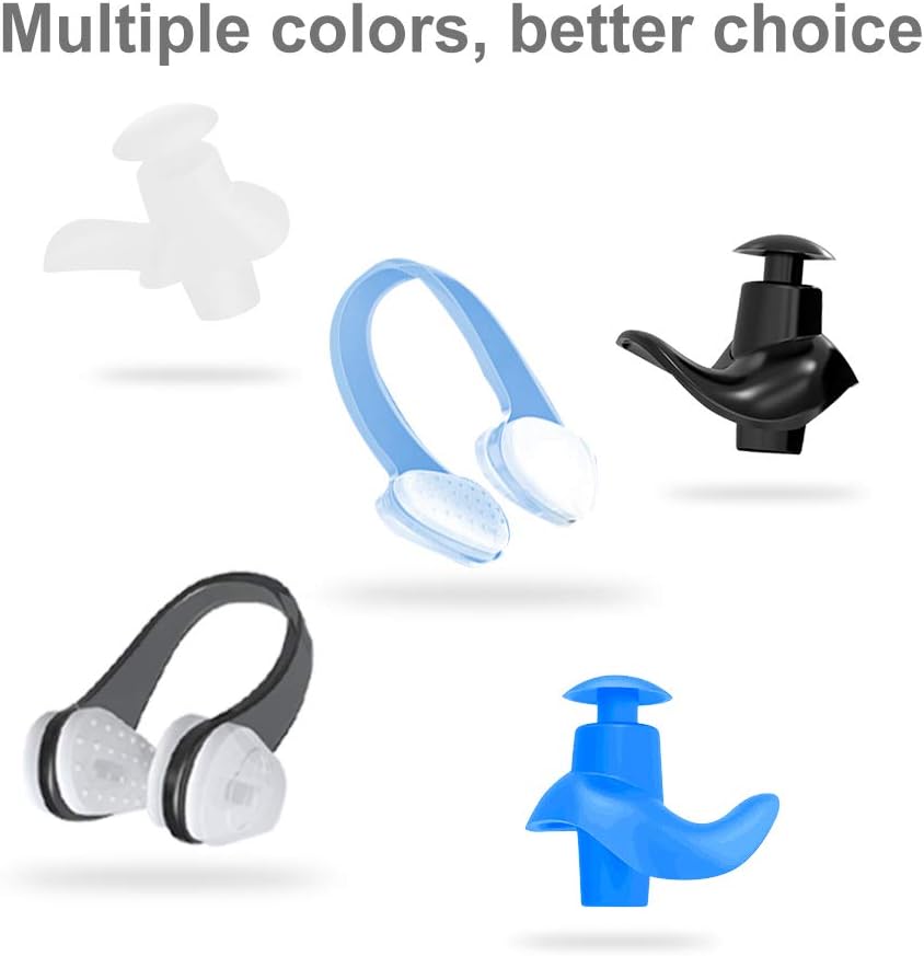 SYOSIN Swimming Ear Plugs Nose Clips, 3 Pairs Professional Waterproof Reusable Silicone Earplugs Nose Clips Nose Protector for Swimming Showering Surfing Snorkeling and Other Adults Water Sports: Health & Personal Care