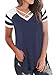 Imily Bela Womens Summer Tops Short Sleeve T-Shirts Casual Color Block V Neck Tunic Tees