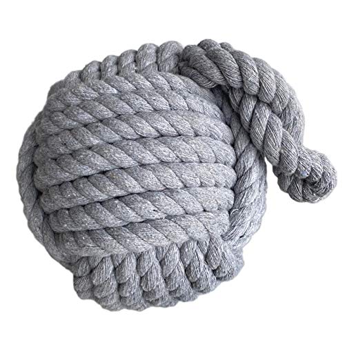 QT Large 2.2kg Pale Grey Rope Knot Door Stop 15-18cm
