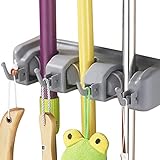 Imixlot Mop Holder Wall Mounted Storage & Organization 3-Positions with 4 Hooks