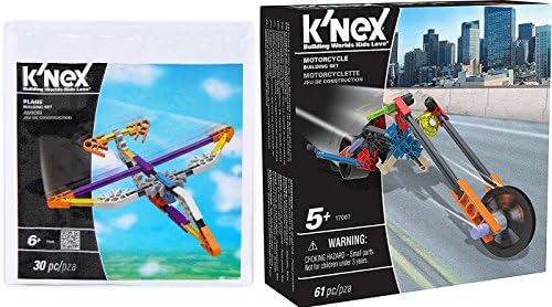 K'NEX Plane 30 pc Bag Building Set & Motorcycle Chopper Box Land & Air 2-Pack construction kits