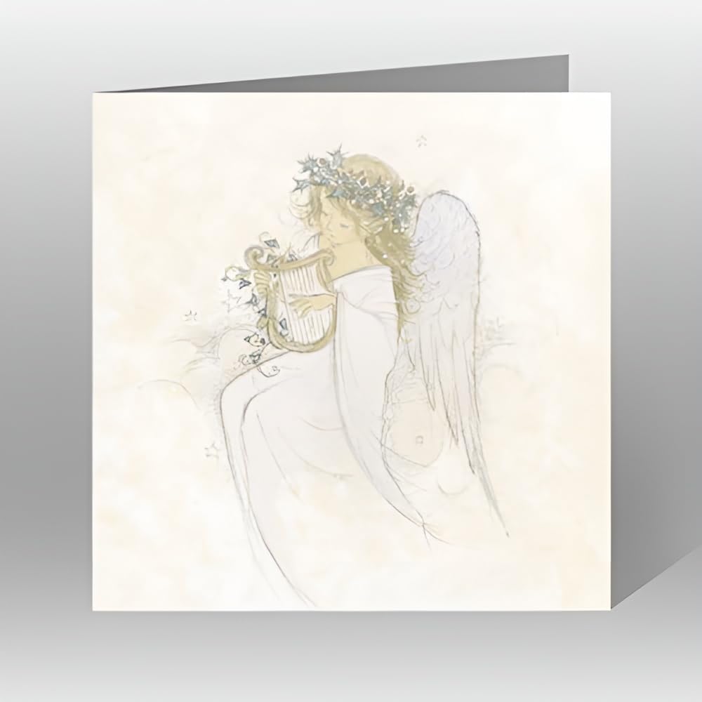 GBCC Charity Christmas Cards Pack of 6 - Charity Christmas Cards with an Angel and Harp Design - Eco-Friendly Xmas Cards Multipack with Envelopes
