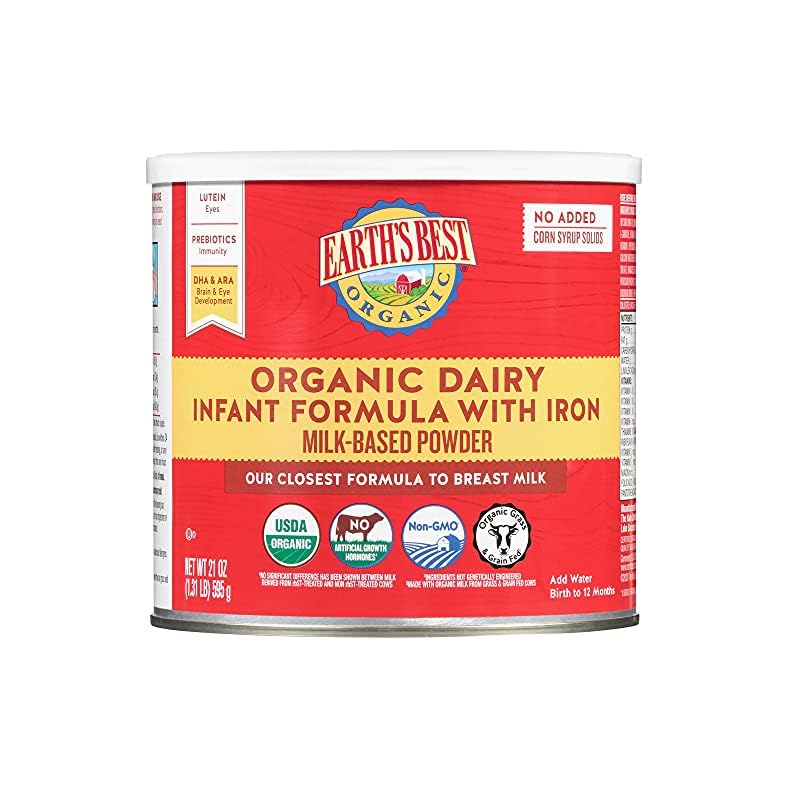 Earth’s Best Organic Baby Formula for Babies 0-12 Months, Powdered Dairy Infant Formula with Iron, Omega-3 DHA, and…