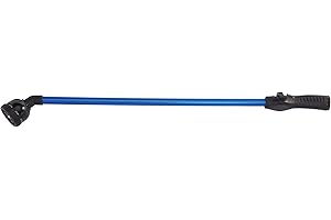 Dramm 13605 Rain Select Rain Wand with 9-Pattern Adjustable Spray Head & One Touch Thumb Control, 30-Inch Aluminum Watering Wand, Blue