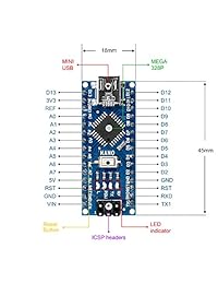 LAFVIN Nano V3.0, Nano Board ATmega328P 5V 16M Micro-Controller Board for Arduino (Nano x 3 with USB Cable)