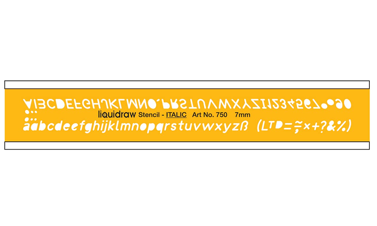 Liquidraw Lettering Stencils for Crafts English Stencil Alphabet Number Drawing Drafting Template, Italic Font 7mm