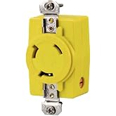 Hubbell Wiring Systems HBL328DCR Locking Single Receptacle with Abuse-Resistant Face, 30A, 28 VDC, Yellow