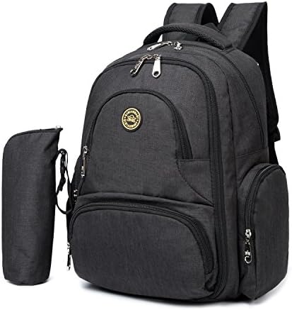 HARFING Waterproof Insulated Diaper Bag Backpack with Changing Pad &amp; Stroller Straps, Large Capacity, Lightweight Travel Baby Gear Nappy Organizer for Mom &amp; Dad,Black