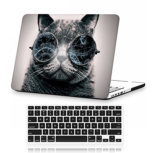 iCasso Macbook Old Retina 13 Inch Case Art Printing Matte Hard Shell Plastic Protective Cover For Macbook Pro 13 Inch Retina No CD-ROM Model A1425/A1502 With Keyboard Cover (Cool Cat)
