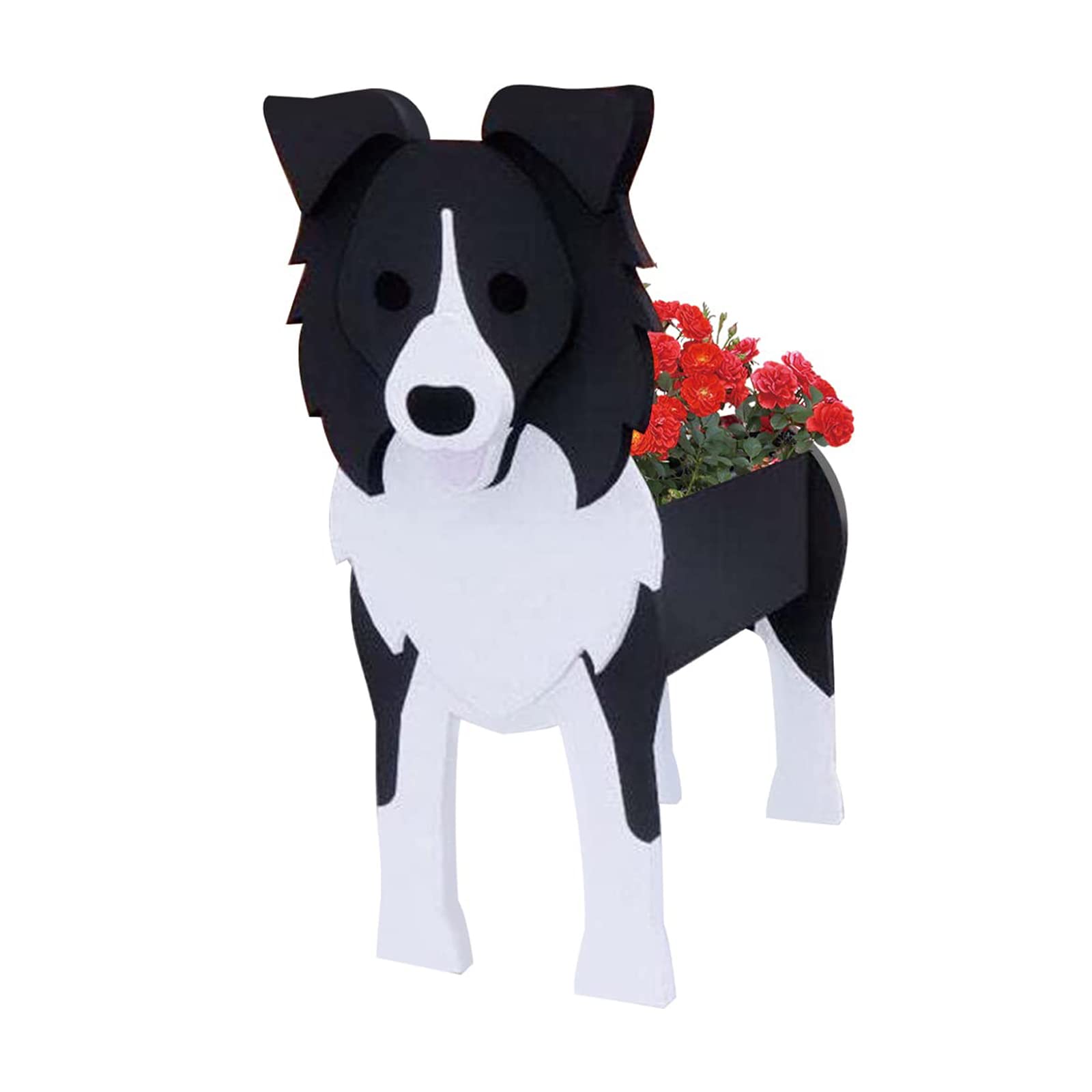 LIBOOI Dog Planter, Animal Flower Planter Pot, Border Collie Gifts Dog Lovers, Handmade Storage Container Planters for Garden Cactus Office Home Gifts, 27 x 17.5 cm, (UKBT-221123GW02-5-WQW)