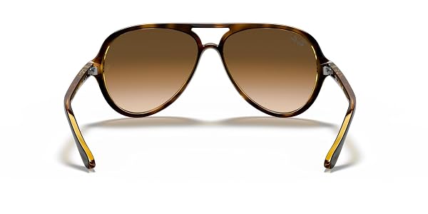 RAY-BAN UNISEX RB4125 CATS 5000 AVIATOR SUNGLASSES, LIGHT HAVANA/CLEAR GRADIENT BROWN, 59 MM