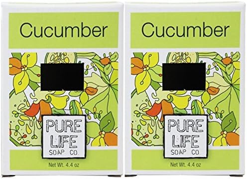 Pure Life Soap Co Cucumber Bar Soap (Pack of 2) With Olive Oil, Coconut Extract, Organic Palm Oil and Rice Infusion, 4.4 oz Each