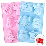 SHAN RUI Silicone Soap Mold, 2pcs 6-Cavity Christmas Handmade Soap Molds, for Making Fudge, Cake, Chocolate, Ice Cube etc.
