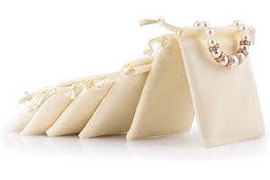 Oirlv 50 PCS Velvet Drawstring Jewelry Pourches Avoid Scratch Litter Jewelry Storage Bags for Jewellery (Creamy-white)
