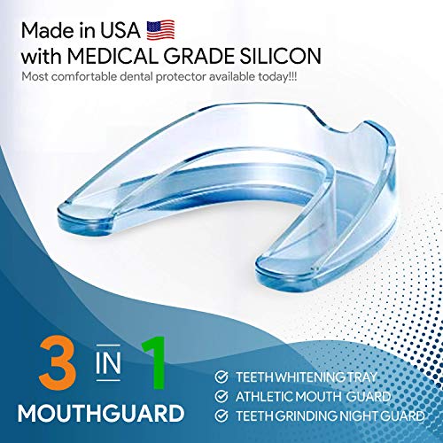 Professional Mouth Guard For Grinding Teeth, Thin Fit, Small Size, 4 Pieces Mouthguard, Moldable Night Guards For Teeth Grinding, Night Guard Eliminates Bruxism & Teeth Clenching, Antibacterial Dental