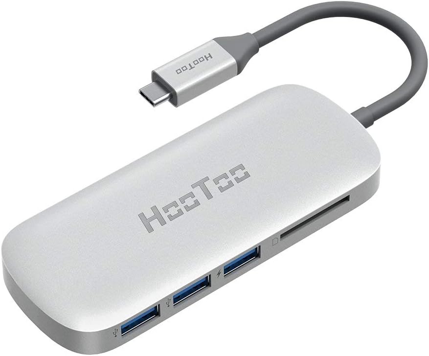 USB C Hub, HooToo 3.1 Type C Hub with Power Delivery for Charging, Card Reader, 3 USB 3.0 Ports for 2015 New MacBook, Chromebook Pixel, and More