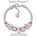 Timeline Treasures Pink Awareness Ribbon Charm for European Charm Bracelets Lampwork Glass Stainless Steel