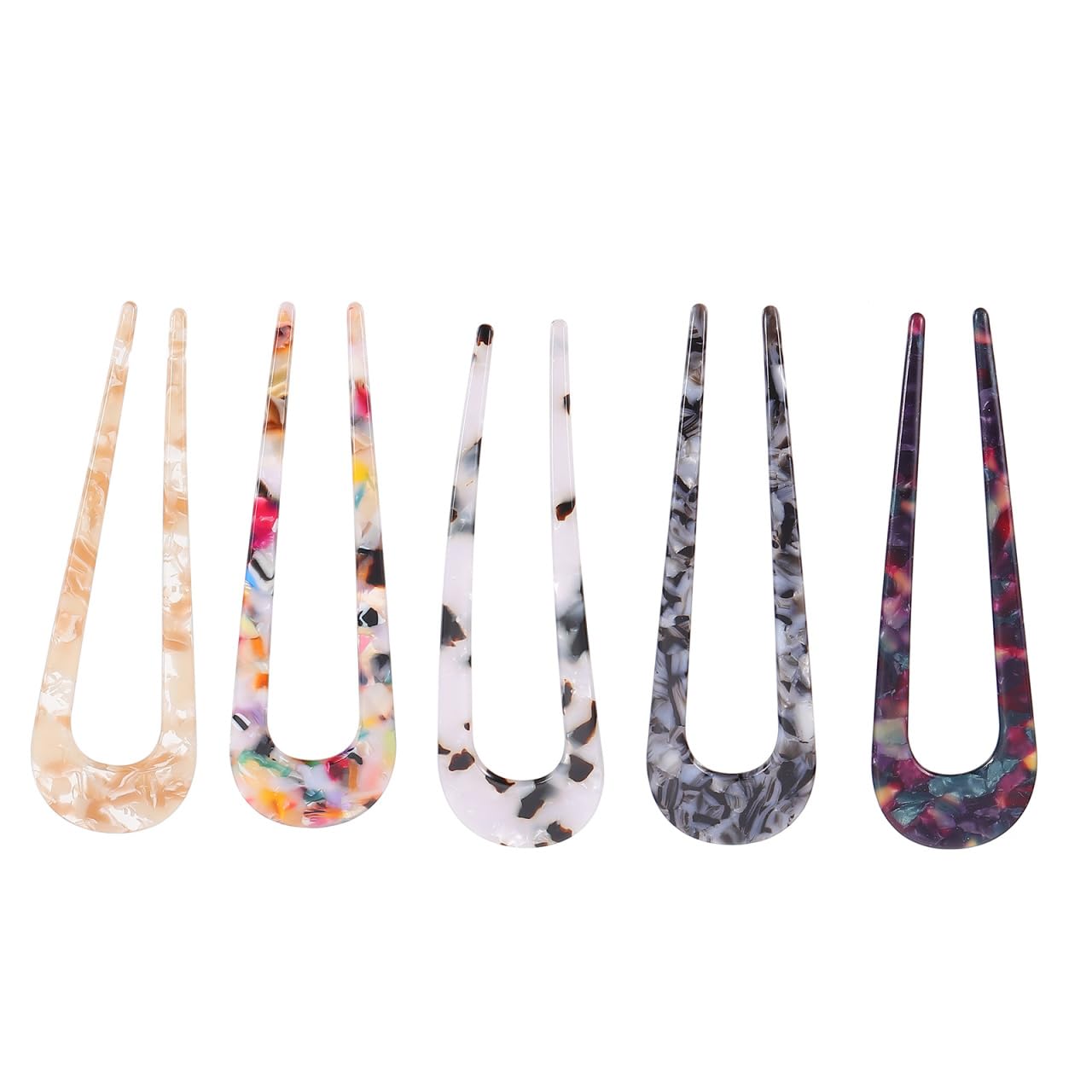 Lurrose 5pcs French Hair Pin Tortoiseshell U-Shaped Hairpin Vintage Updo Chignon Pin Acetate Hair Fork Hairstyle Accessory for Women Girls