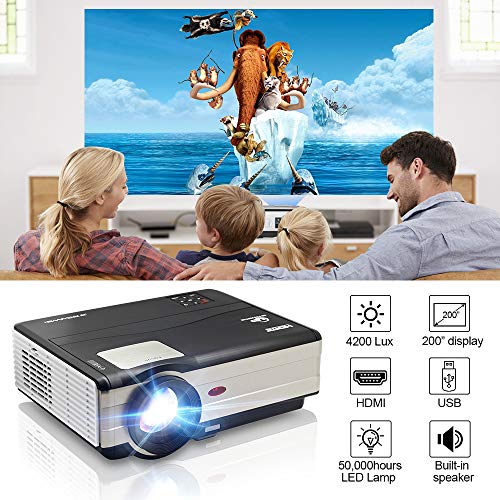 EUG 2019 LCD Digital Multimedia Video Projector 1080P Home Theater 4200 Lumens 1280x800 Native
