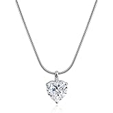 Aliyoham Silver Heart Necklace for Women, Heart Cubic Zirconia Pendant on Hypoallergenic Sterling Silver Tangle-free Chain Jewelry for Women