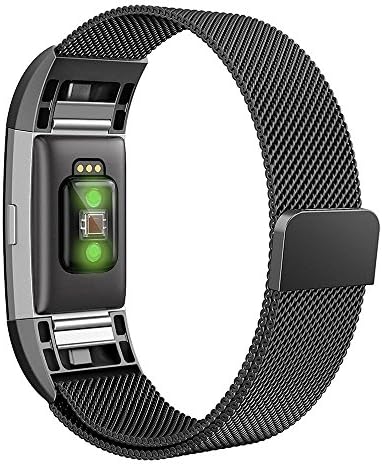 Xixiw For Fitbit Charge 2 Band Wristband Smooth Stainless Steel Strap Freely Fully Magnetic Closure Clasp Metal Strap Wrist Band Replacement Bracelet for Fitbit Charge 2 Women Men