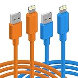 iPhone Cord, Cambond 2 Pack 8 Pin Apple Certified Lightning to USB Charger Cable Stepped Apple Cord iPhone 7 / 7 Plus Charging Cable 10ft ( Blue + Orange )