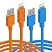 iPhone Cord, Cambond 2 Pack 8 Pin Apple Certified Lightning to USB Charger Cable Stepped Apple Cord iPhone 7 / 7 Plus Charging Cable 10ft ( Blue + Orange )