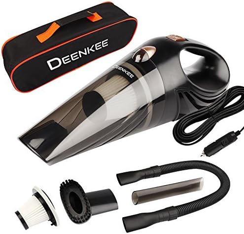 Car Vacuum Cleaner, Deenkee DC 12V High Power with Stronger Suctio, Portable Handheld Auto Vacuum Cleaner for Car with LED Light for Wet &amp; Dry Use, Carrying Bag, HEPA Filter (As shown)