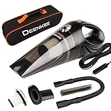 Car Vacuum Cleaner, Deenkee DC 12V High Power with Stronger Suctio, Portable Handheld Auto Vacuum Cleaner for Car with LED Light for Wet & Dry Use, Carrying Bag, HEPA Filter (Black)