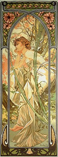 Hudemas Gobelin Tapestry Needlepoint Kit Mucha- Evening Contemplation 25x70 cm. (9.8"x27.5") Printed Canvas 333