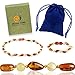 Baltic Amber Teething Necklace + Amber Teething Anklet Set for Baby (Unisex - Cognac/Milk - 12.5 Inches / 5.5 Inches) - 100% Authentic Amber Necklace & Amber Teething Bracelet for Infant & Toddler