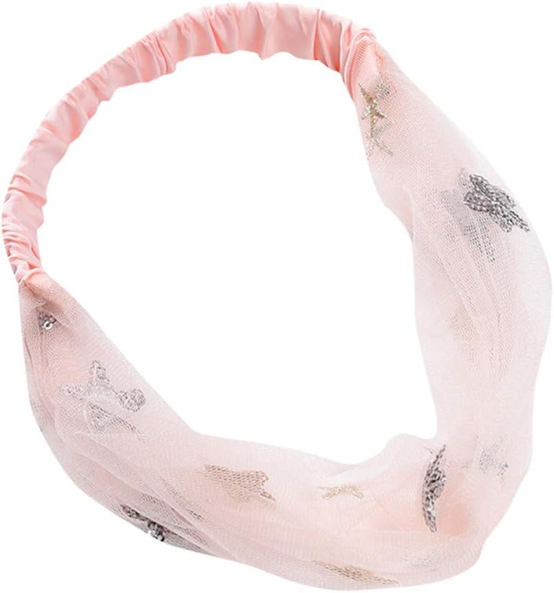 Youdong Summer Hair Headband fairy hair with stars Mesh sweet hoop Cute short headdress Beauty Hairclip Barrettes Net Flower Fascinator Feather Band for Girls Beautiful Makeup Shower Face Washing Wrap
