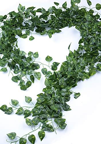 MaxFlowery -Sale- Artificial Heart Shape Leaf Hanging Pothos Ivy Vines Bundle, 86 Ft Faux Dropping Plants Greenery Garland, for Indoor Outdoor Wedding, Home Decoration