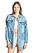 Khanomak Denim Distressed Oversized Basic Collar Button Front Long Ripped Jacket