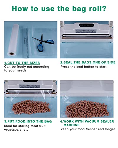 GAFICHEF Vacuum Sealer Bags Food Storage Rolls 2 Pack 8 inch x 50 feet and 11 inch x 50 feet Food Storage Rolls for Food Saver BPA Free Heavy Duty Commercial Grade Sous Vide Bags.