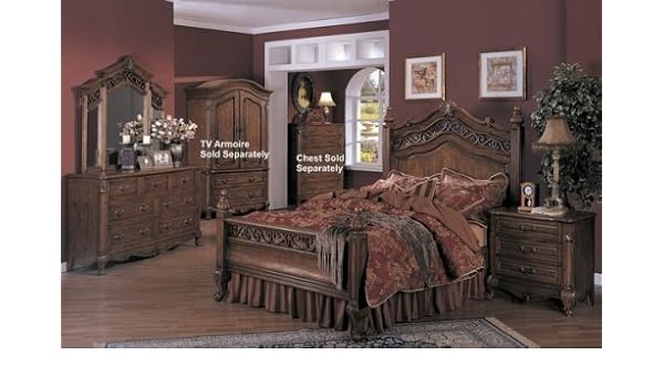 Amazon Com 4pc Seville Antique Brown Queen Size Bed