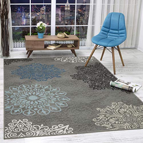 Antep Rugs Alfombras Modern Floral 3x5 NonSkid (NonSlip) Low Profile Pile Rubber Backing