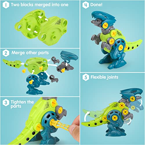 Dreamon Dinosaurs for Children 3 4 5 6 7 8 Years Old Dinosaur Toy with Box Storage Box Electric Drill Construction Toys Puzzle Gift for Boys Girls