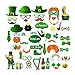 CC HOME St Patrick's Day Decorations,Saint Irish Party Supplies,Shamrock Clover Photo Booth Props,St. Patrick`s Day Party Favors Mustaches &Hat & Glasses& Beer &Leprechaun Props- 55Pcs