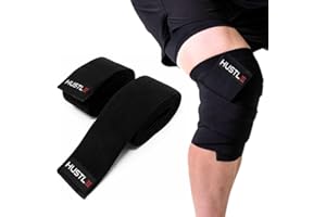 Hustle Athletics Knee Wraps - Exercise Equipment for Working Out - Compression Equipment Support Bands for Women and Men - Weightlifting Stabilizer Pads for Sports and Leg Workout Gym Straps