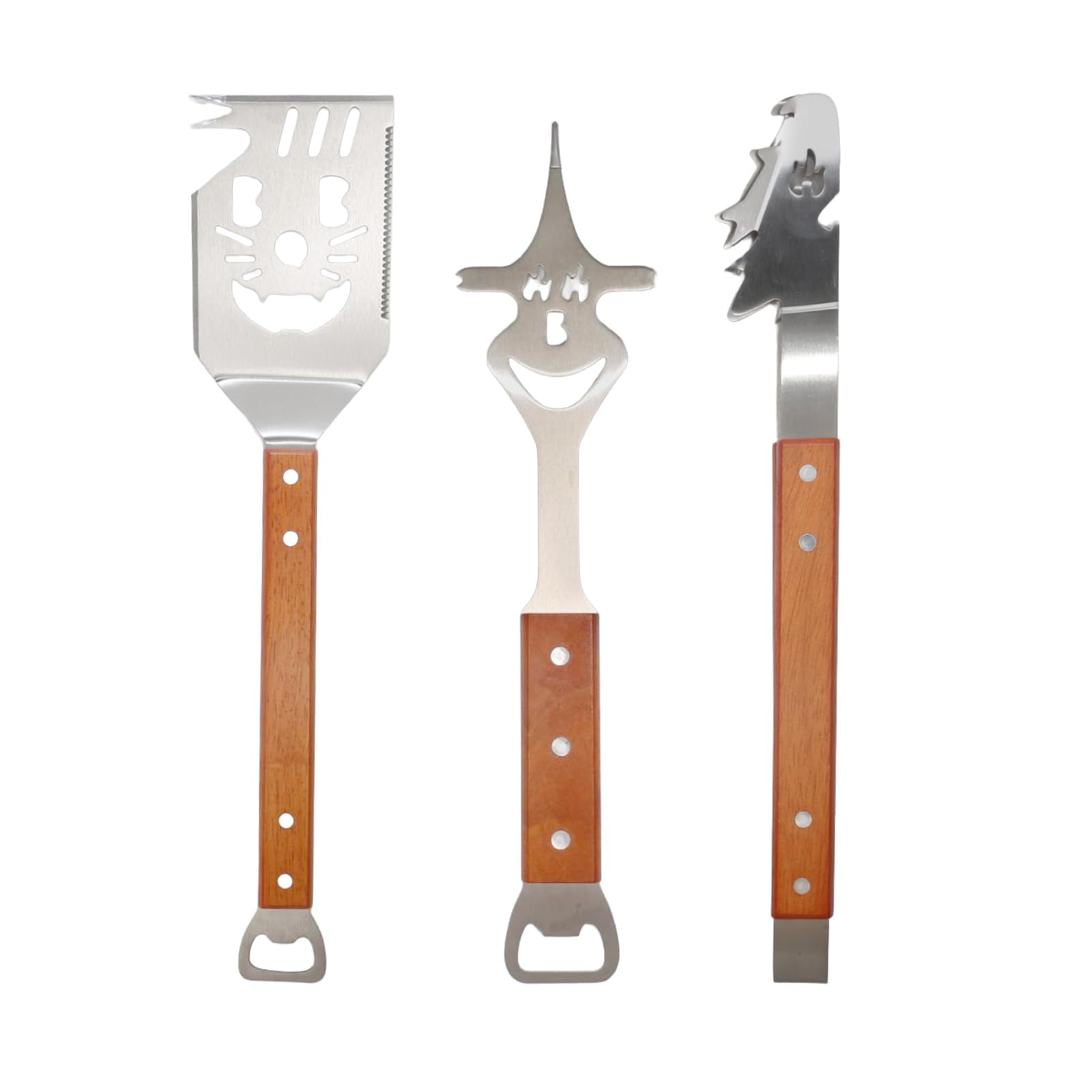 3-teiliges Grillbesteck-Set. Extra Langes Grillwerkzeug, Grillzubehör Männer Geschenk, Grillzubehör mit Grillzange, Grillwender, Fleischgabel Extra-Langen Holzgriffen,Grill Geschenke für Männer