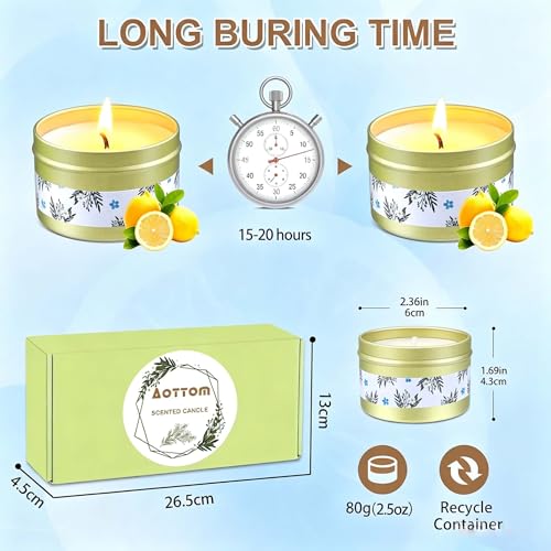 Citronella Candles Outdoor, Outdoor Candles Lemon Garden Lemongrass Natural Soy Wax - Up to 120-160 Hours Burning Time Scented Candle for Picnic, Camping, Patio